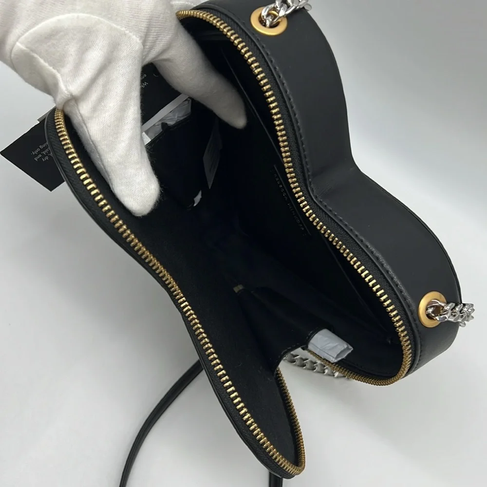 Rebecca Minkoff Heart Crossbody Bag Black Gold Silver - Picture 8 of 16